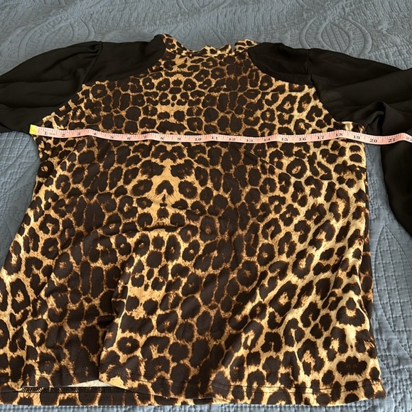 Women’s SHEIN Clasi Plus Leopard Print Mock Neck Lantern Sleeve Top Size… - Picture 7 of 11